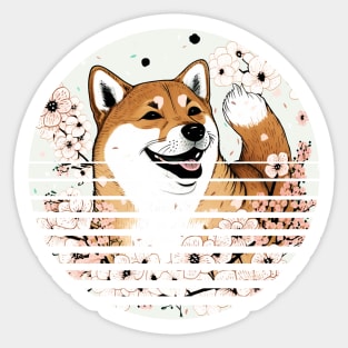 Shiba Inu Dog, Cherry Blossom, Japanese Style Sticker